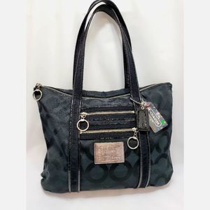 Coach Vintage Poppy Op Art Glam Tote Fabric #13826